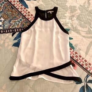 41 Hawthorn White & Black Cross-Hem Halter Top